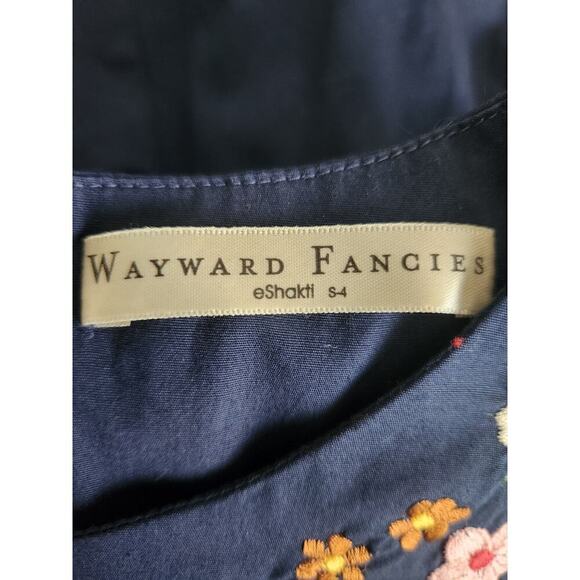 Wayward Fancies by eShakti navy Embroidered A Line dress sz 4 boho hippie office - Picture 6 of 12